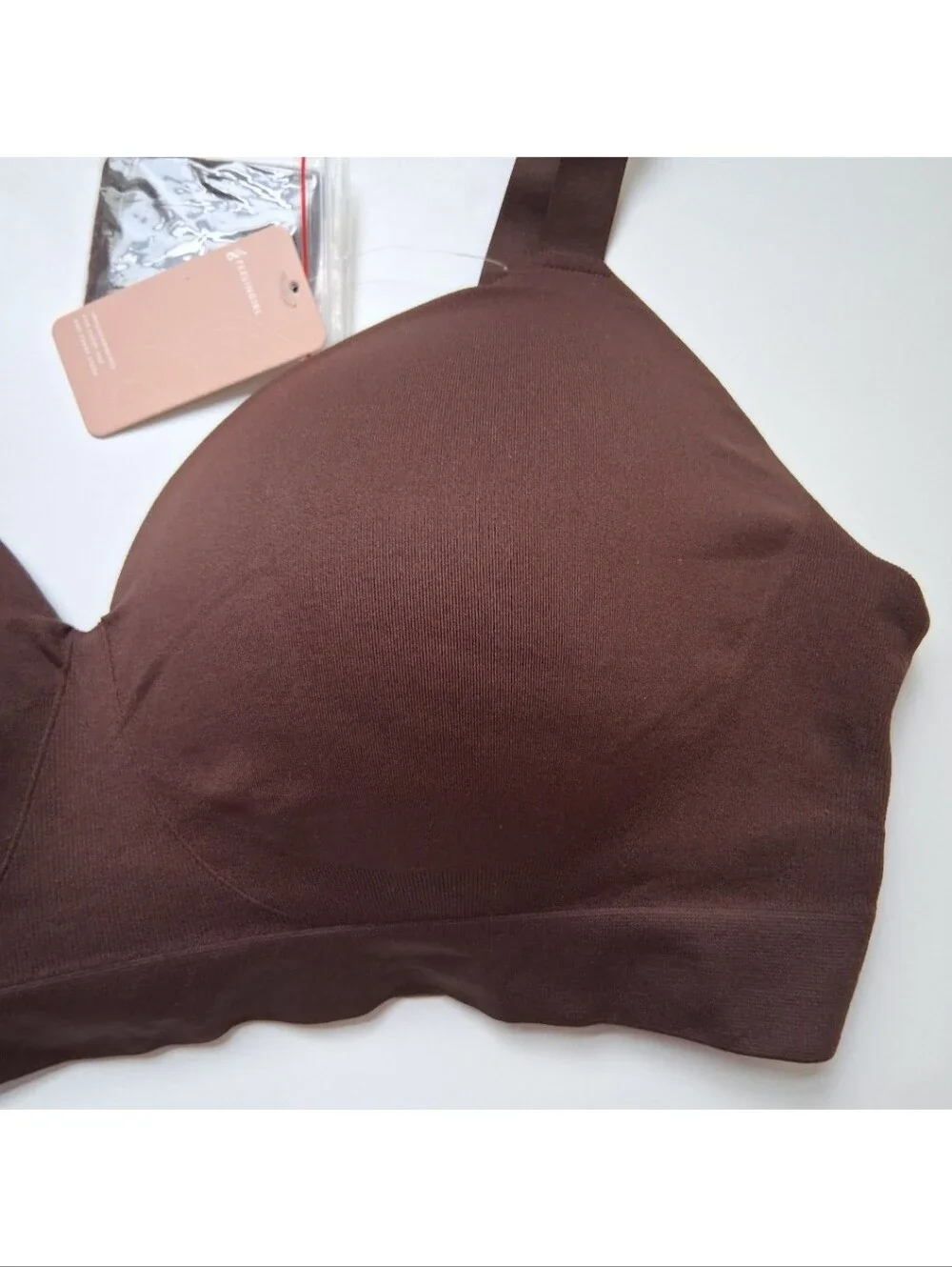 Feelingirl Wireless Push Up Bra Seamless 3XL Brown Full Coverage Comfort Smooth